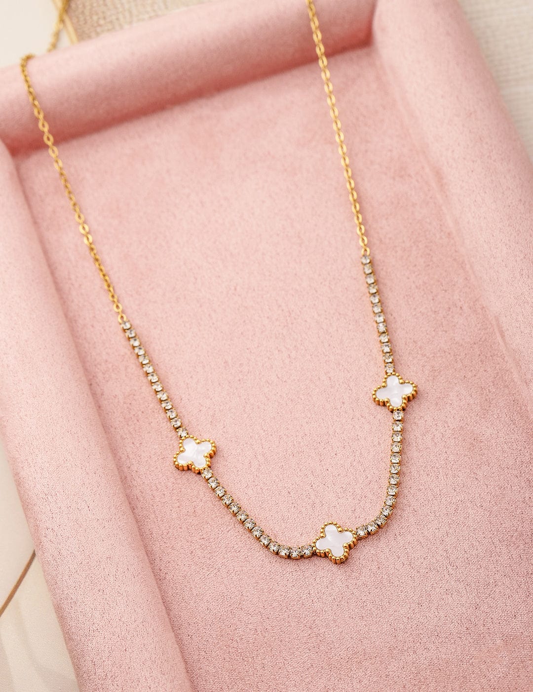 18K Gold-Plated Stainless Steel Tarnish-Free Waterproof Clover Pendant Necklace