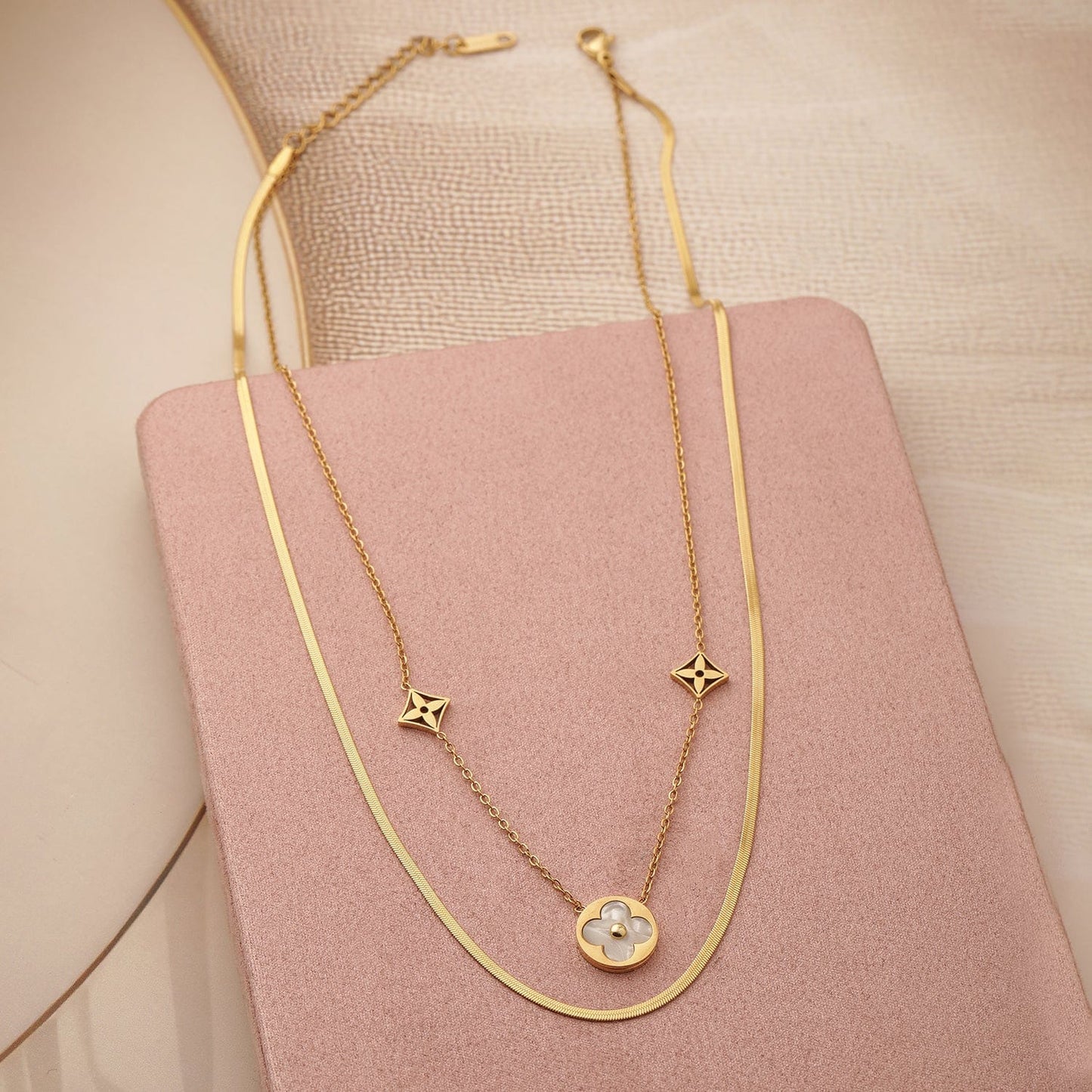 18K Gold-Plated Stainless Steel Tarnish-Free Waterproof Dual-Layered Necklace