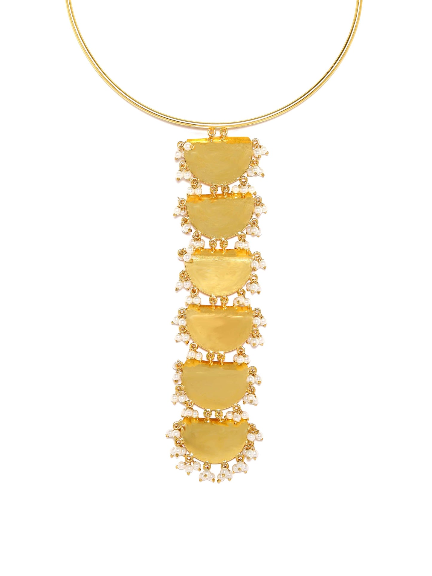 Rubans 18K Gold plated handcrafted pearl beaded choker necklace set