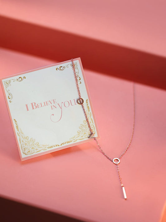 Rubans 18K Gold-Plated Double Layer Necklace with Minimalist Geometric Charms