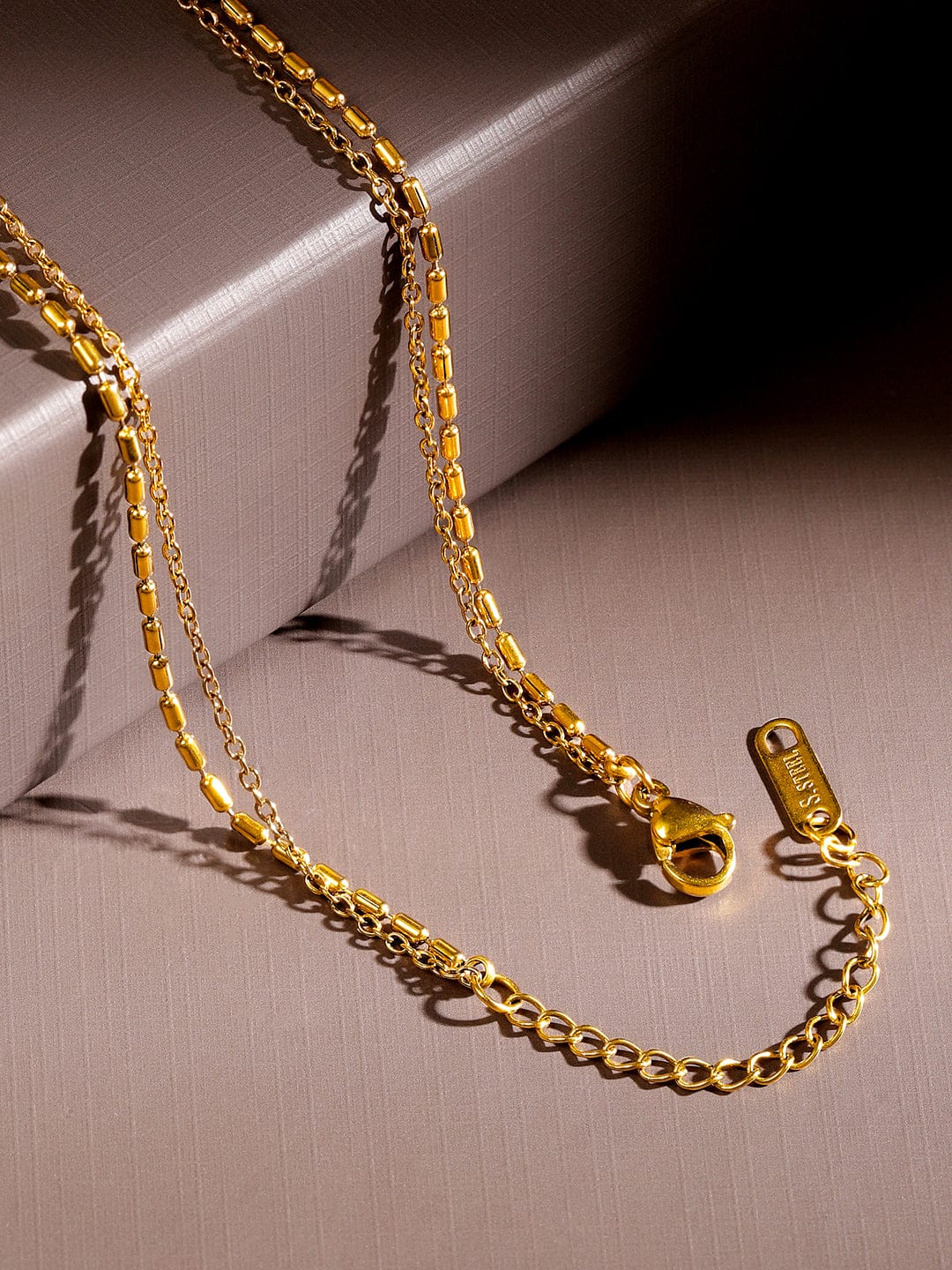 Rubans 18K Gold-Plated Stainless Steel Tarnish-Free Waterproof Enamel Heart Layer Necklace