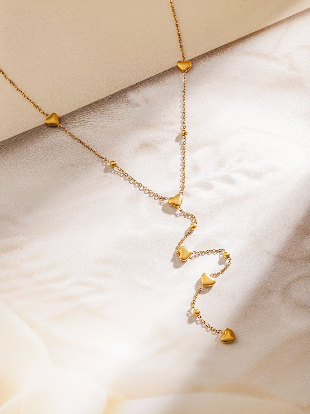 Rubans 18K Gold-Plated Stainless Steel Tarnish-Free Waterproof Heart Charm Layer Necklace RV30N407849