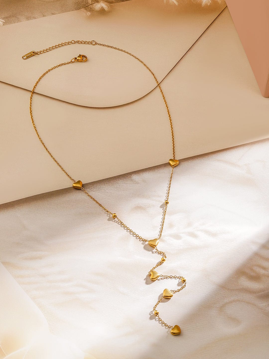 Rubans 18K Gold-Plated Stainless Steel Tarnish-Free Waterproof Heart Charm Layer Necklace RV30N407849