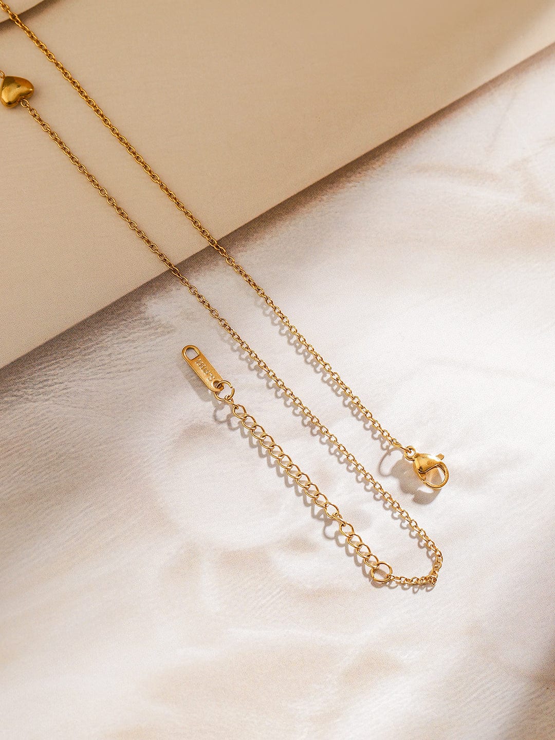 Rubans 18K Gold-Plated Stainless Steel Tarnish-Free Waterproof Heart Charm Layer Necklace RV30N407849