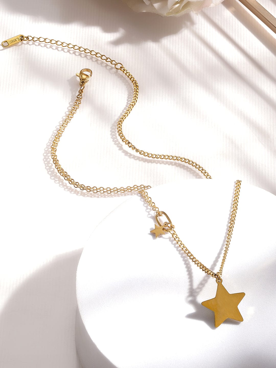 Rubans Voguish 18K Gold-Plated Stainless Steel Tarnish-Free Waterproof Star Charm Layered Necklace