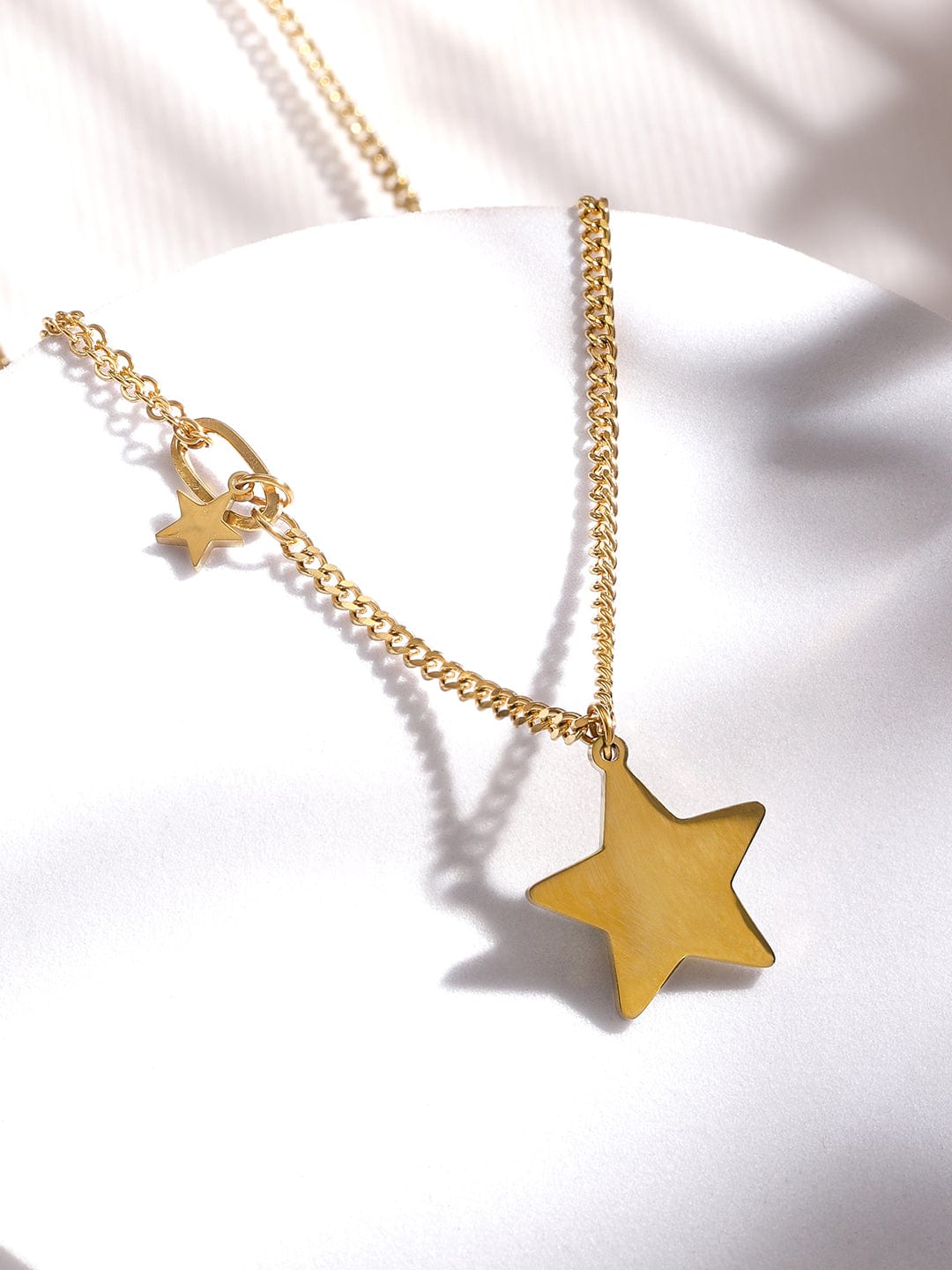 Rubans Voguish 18K Gold-Plated Stainless Steel Tarnish-Free Waterproof Star Charm Layered Necklace