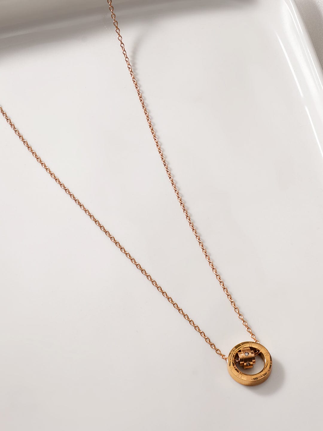 Rubans 18K Rose Gold-Plated Stainless Steel Tarnish-Free Waterproof Charm Pendant Necklace