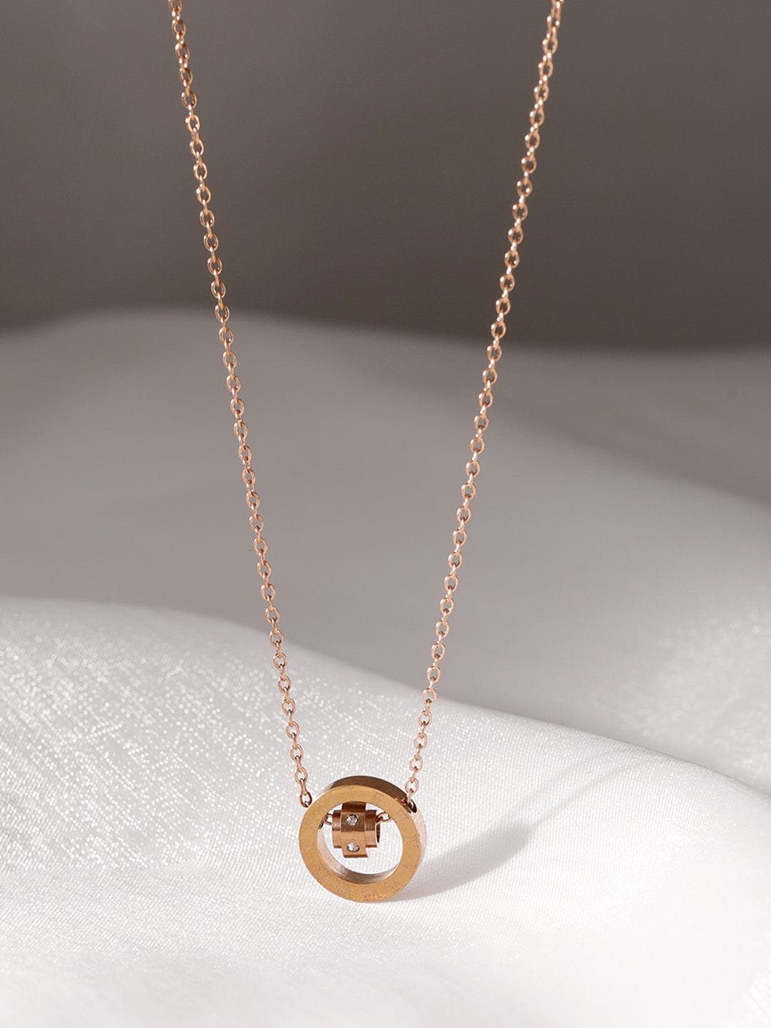 Rubans 18K Rose Gold-Plated Stainless Steel Tarnish-Free Waterproof Charm Pendant Necklace