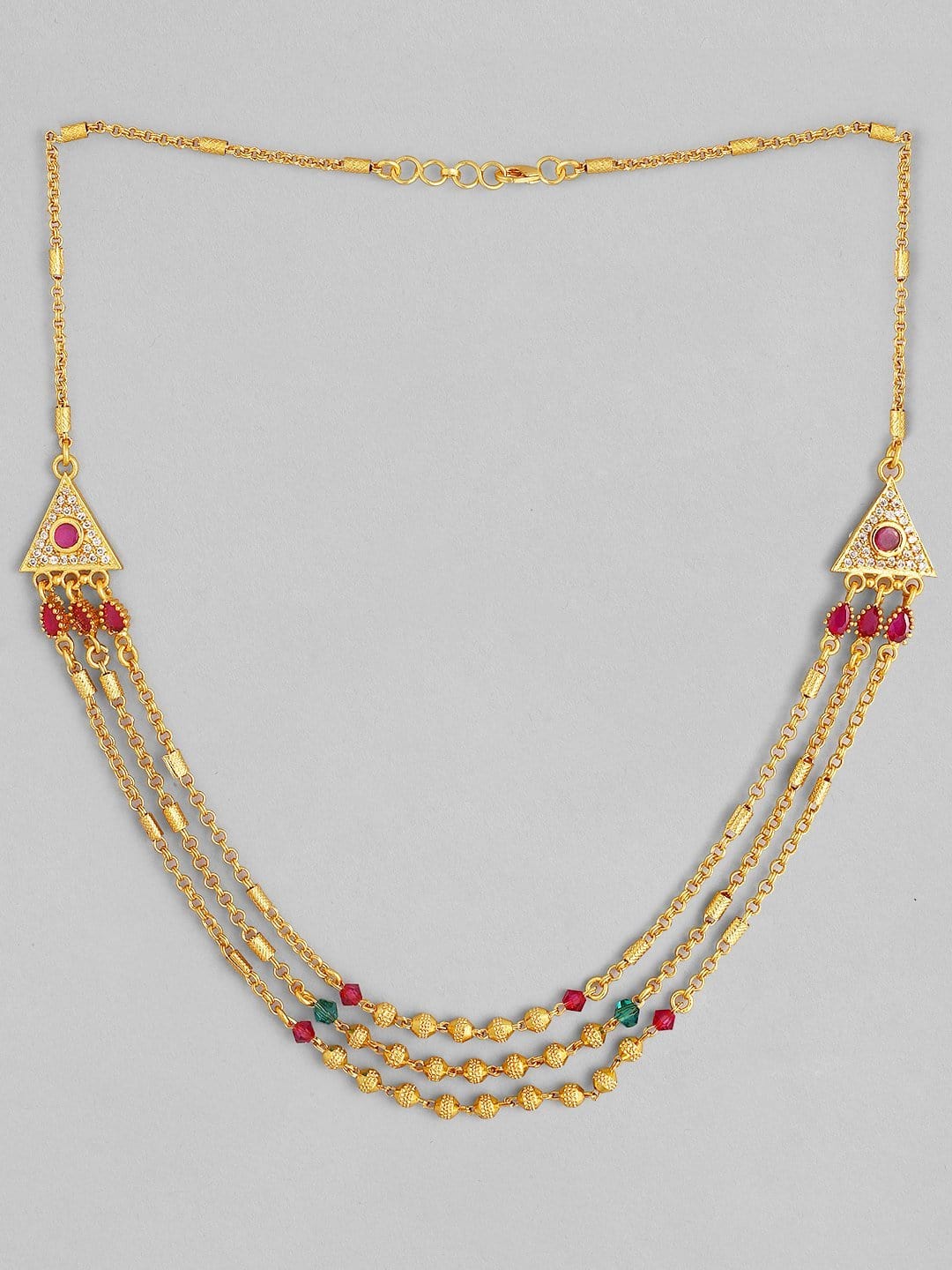 Rubans 22K Gold Plated Handcrafted Layered Beaded Chain Necklace