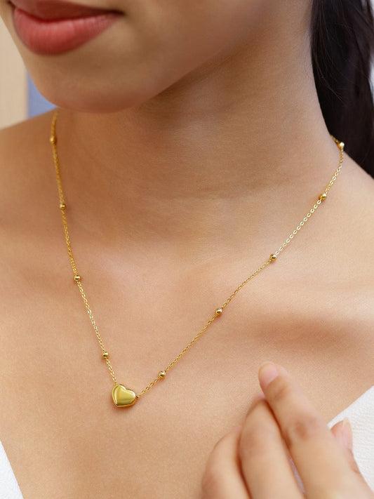 Rubans 22K Gold-Plated Heart Pendant Necklace RW19N408016