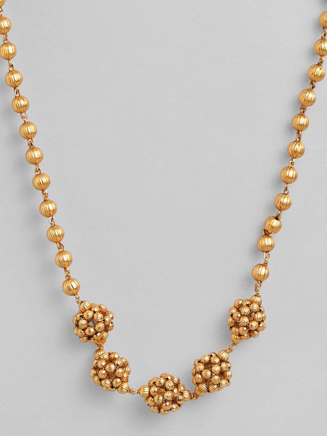 Rubans 24 K Gold-Plated Handcrafted Gold Beaded Matar Mala Style Necklace