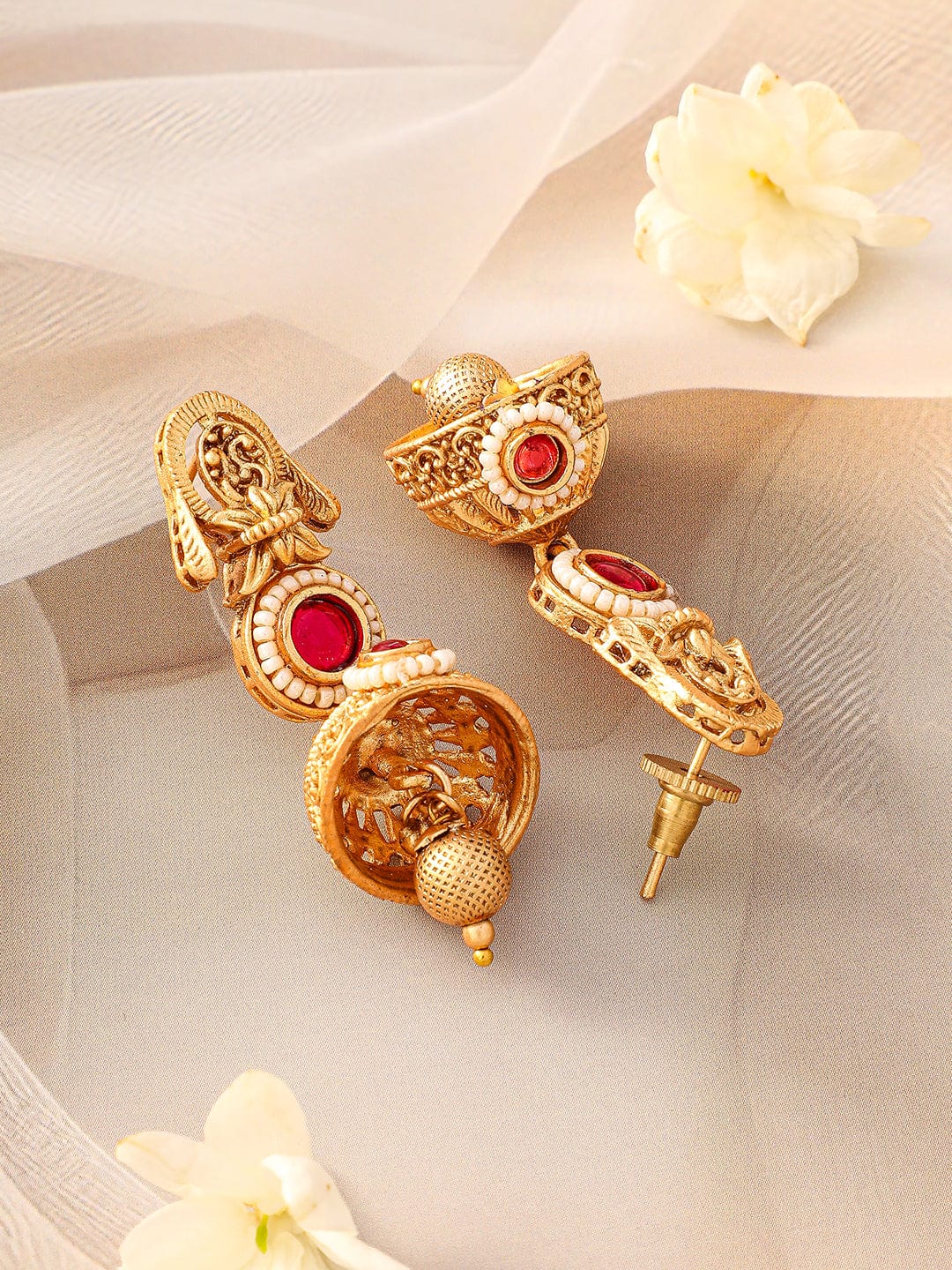 Rubans 24K Gold-Plated Kundan Stone-Studded Necklace and Earrings