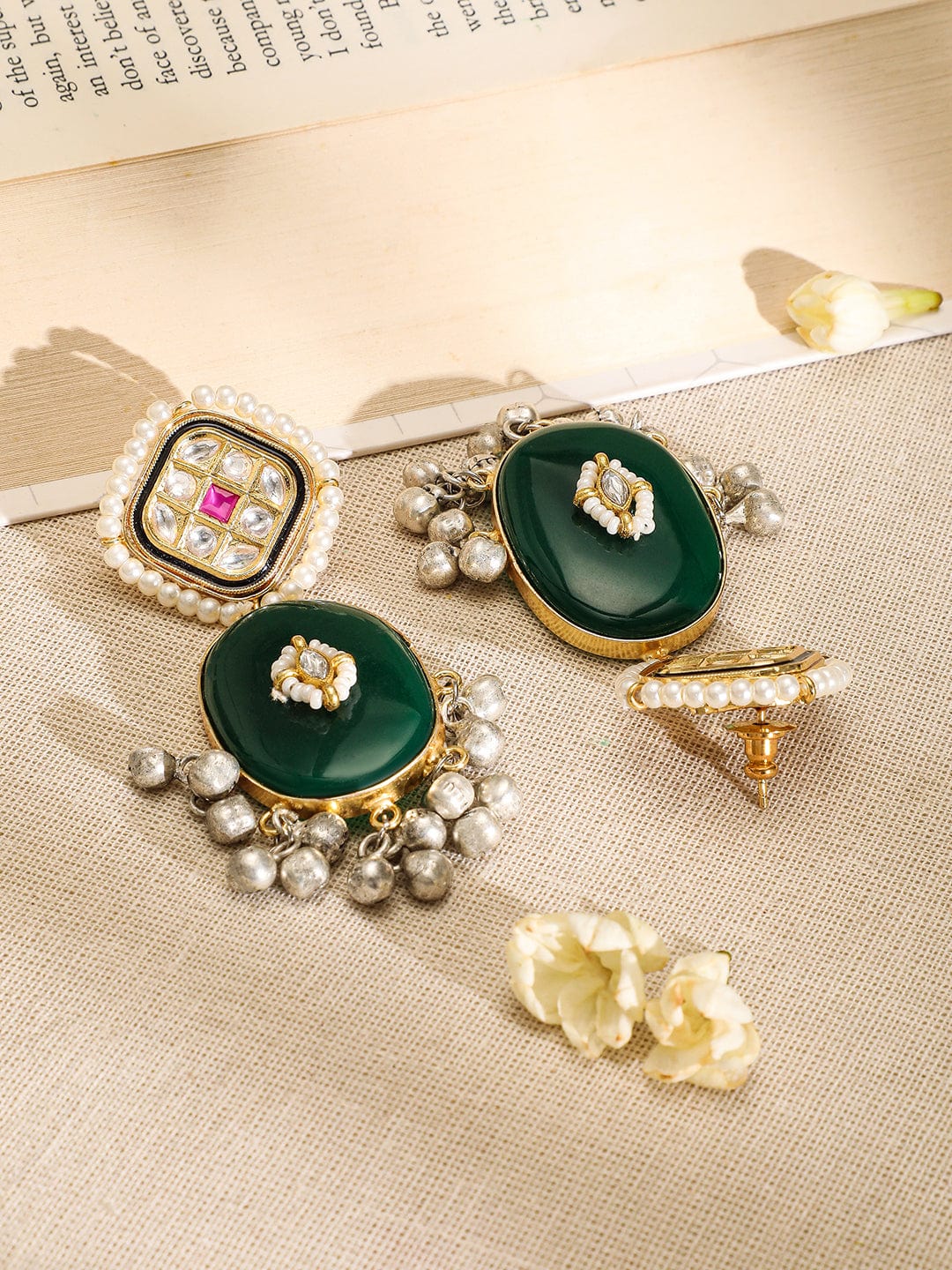 Rubans Dual Plated Kundan-Studded & Beaded Necklace and Earrings