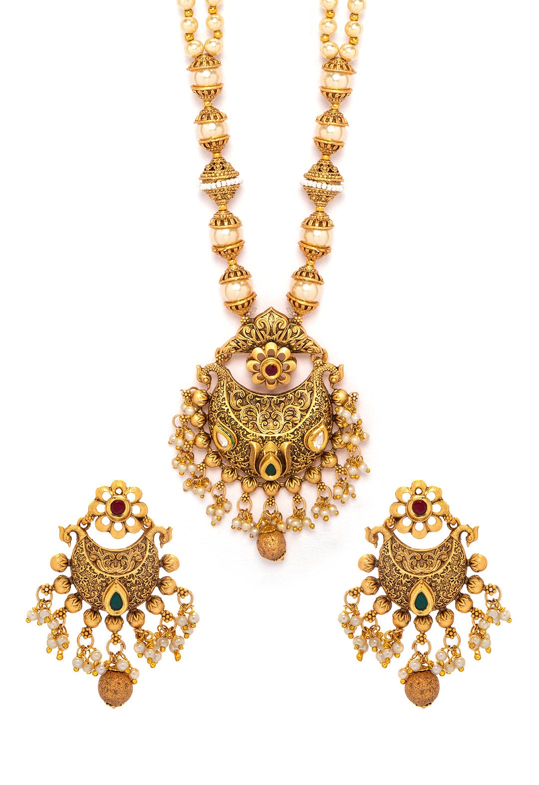 Rubans Gold Plated Hand Crafted Statement Necklace Set