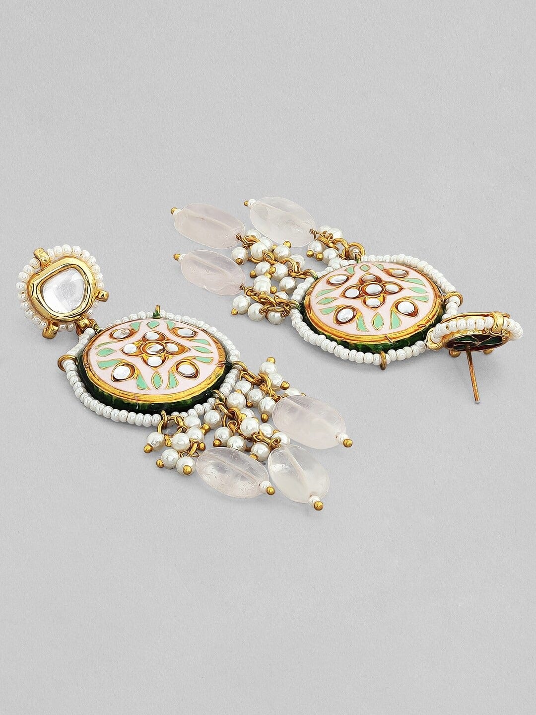 Rubans Gold Plated Handcrafted Beaded Kundan Studded Multicolour Necklace Set