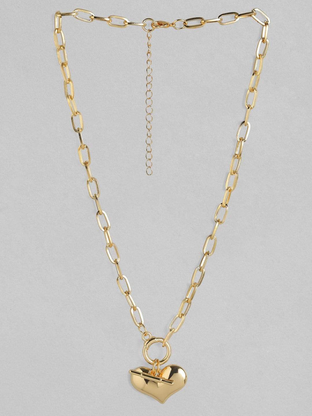 Rubans Gold Plated Handcrafted Heart Shape Interlinked Chain Necklace