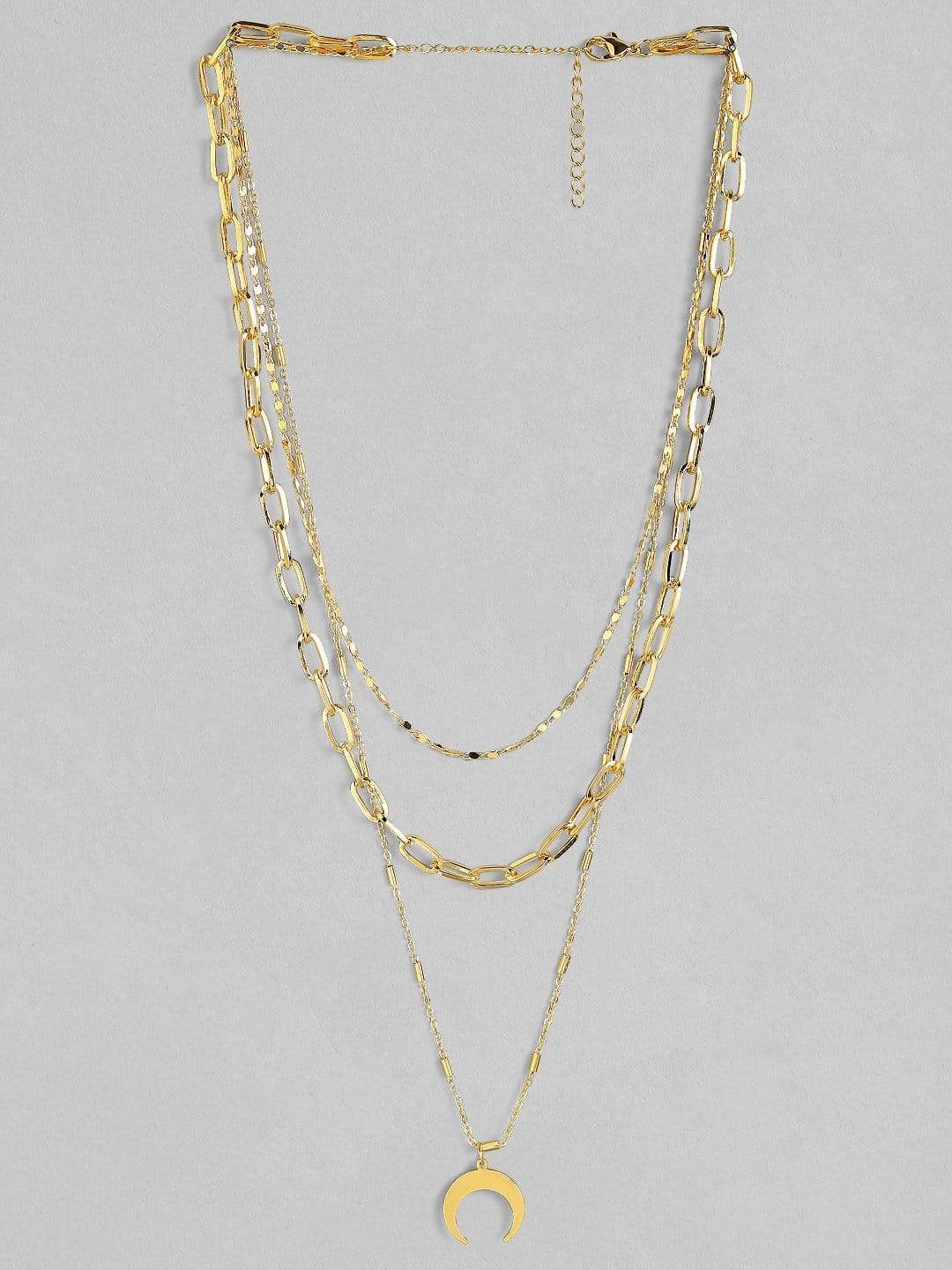 Rubans Gold Plated Handcrafted Interlinked Multi Layer Chain Necklace