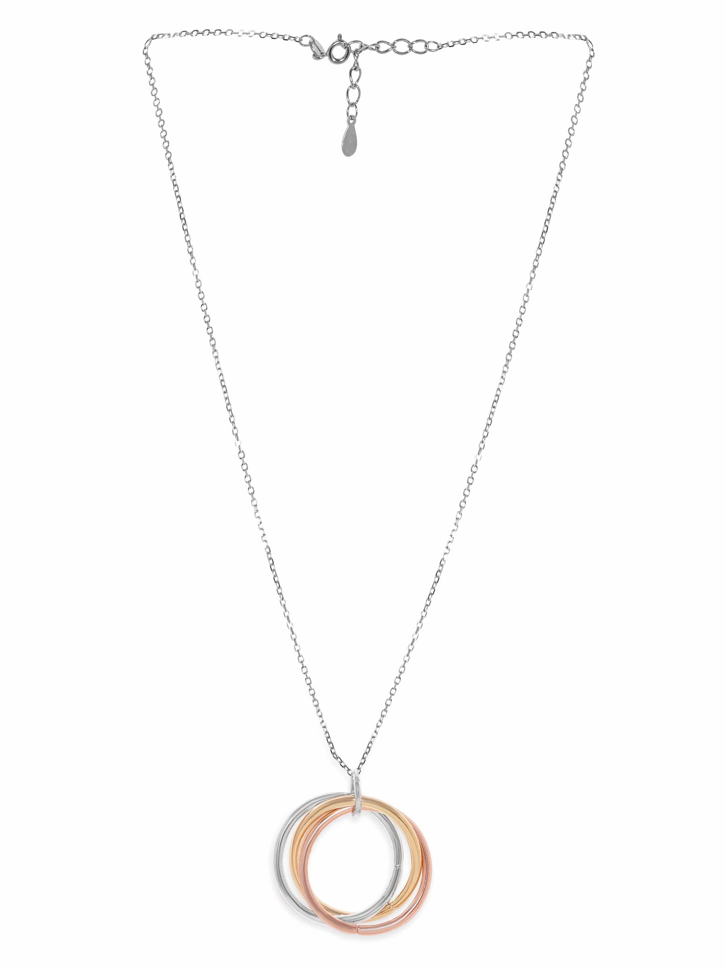 Rubans Gold Silver & Copper Toned Silver-Plated Triple Tone Circular Pendant Necklace