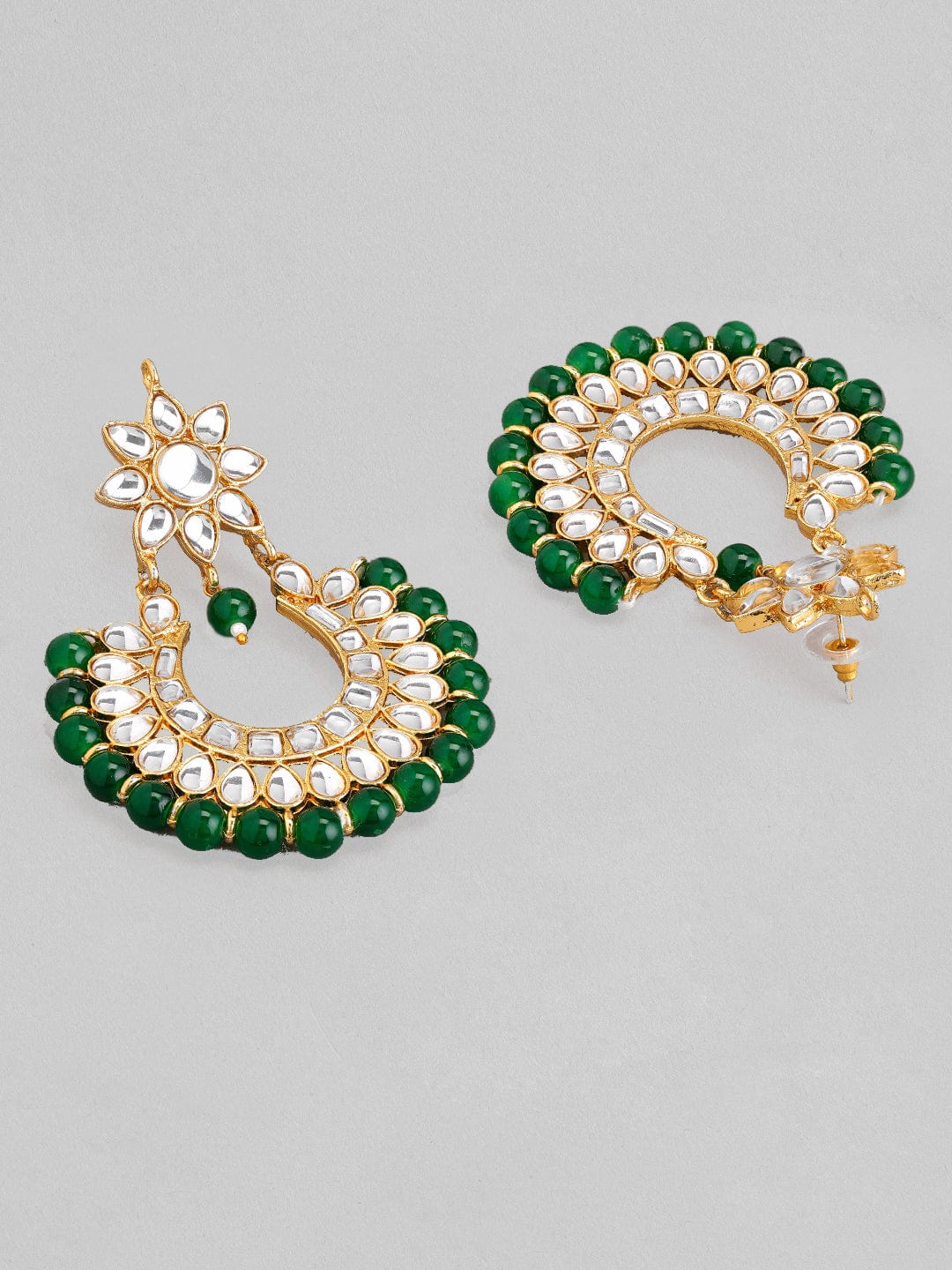 Rubans Gold-Toned Green Kundan Studded Necklace Set