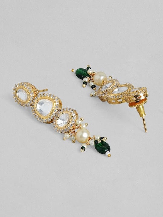 Rubans Luxury Gold Plated Handcrafted Kundan with Beads Necklace Set