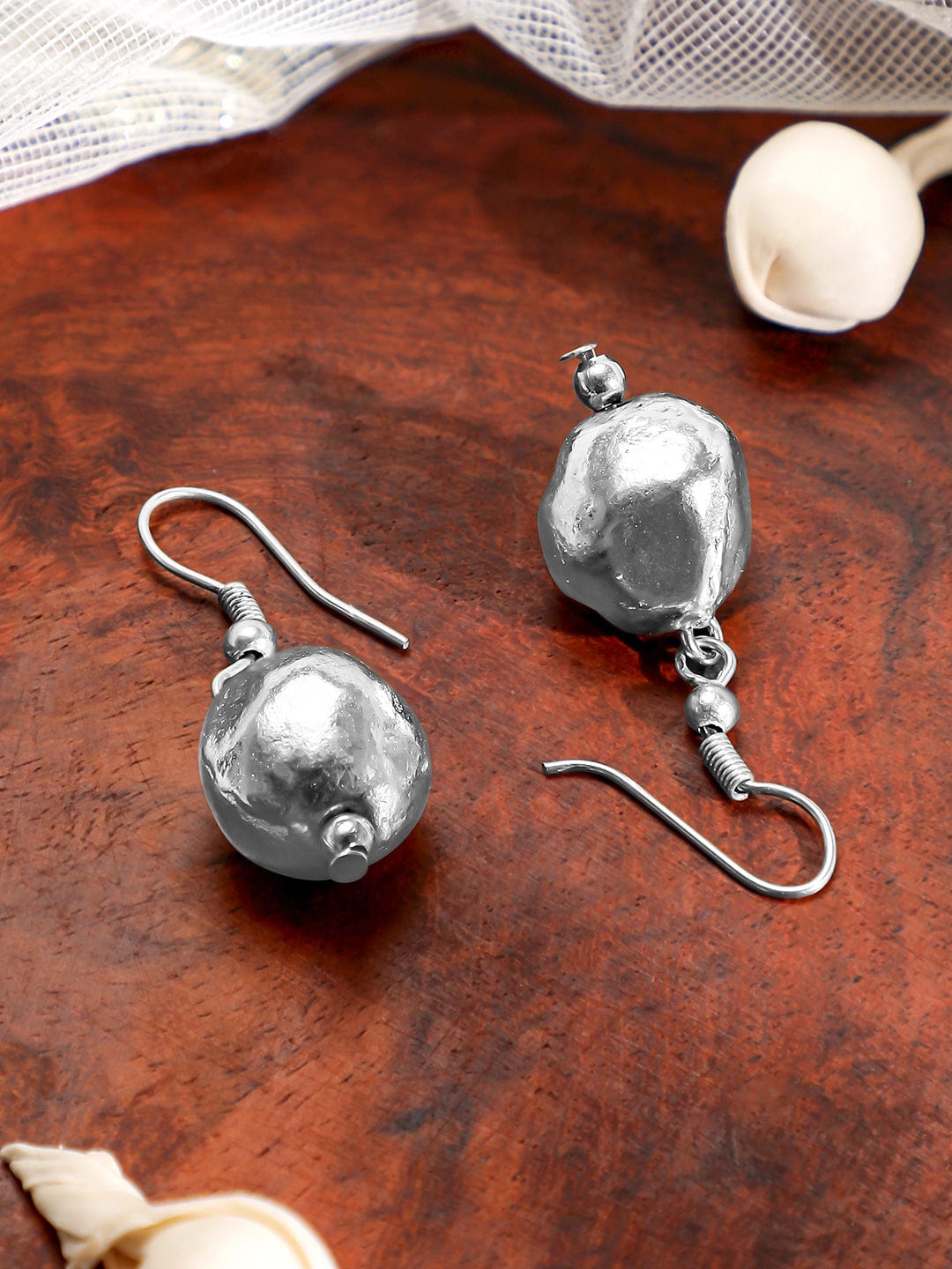 Rubans Oxidized Silver-Plated Statement Beaded Necklace & Earrings Set