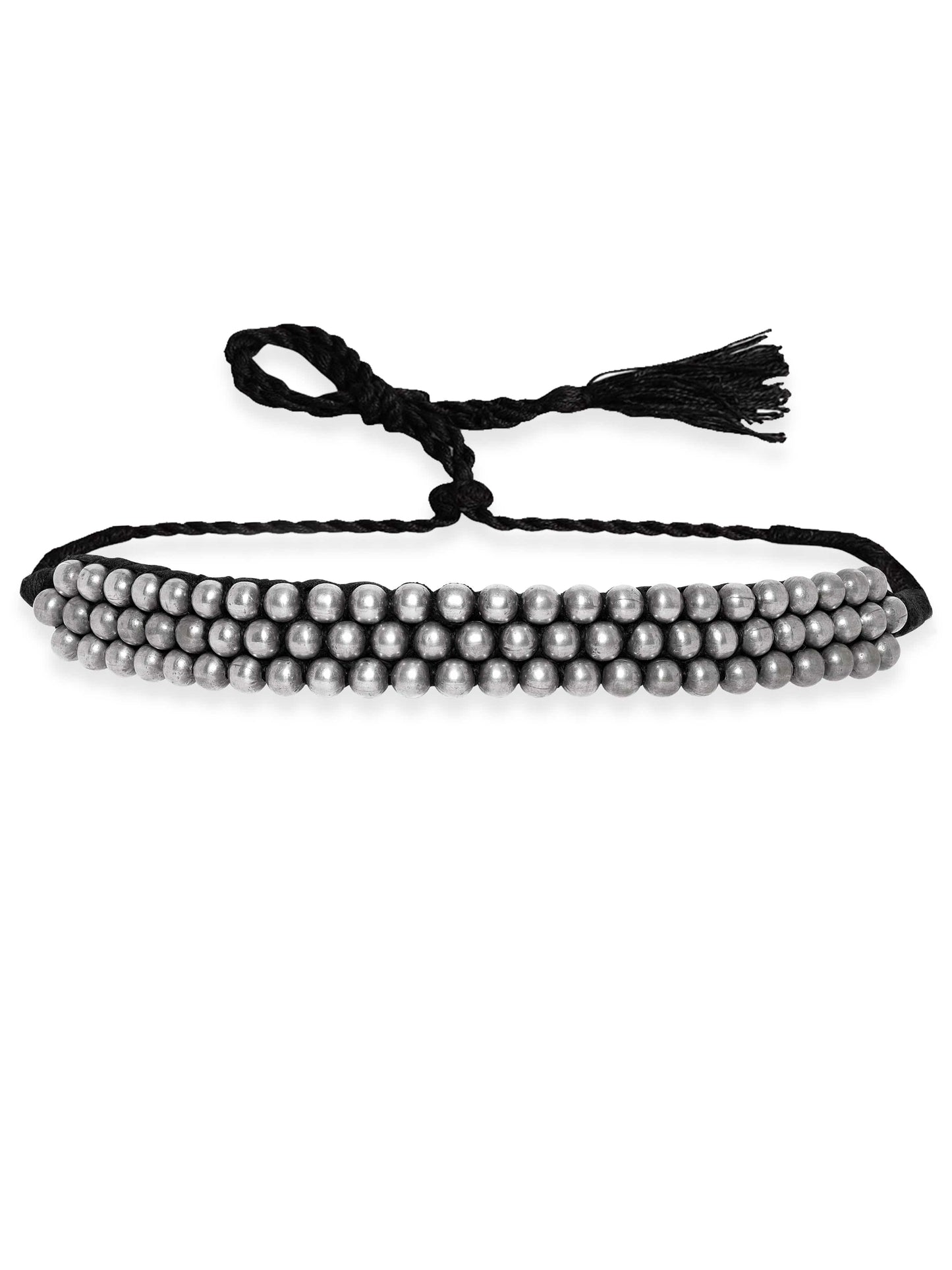 Rubans Oxidized Silver Plated Statement Choker Necklace