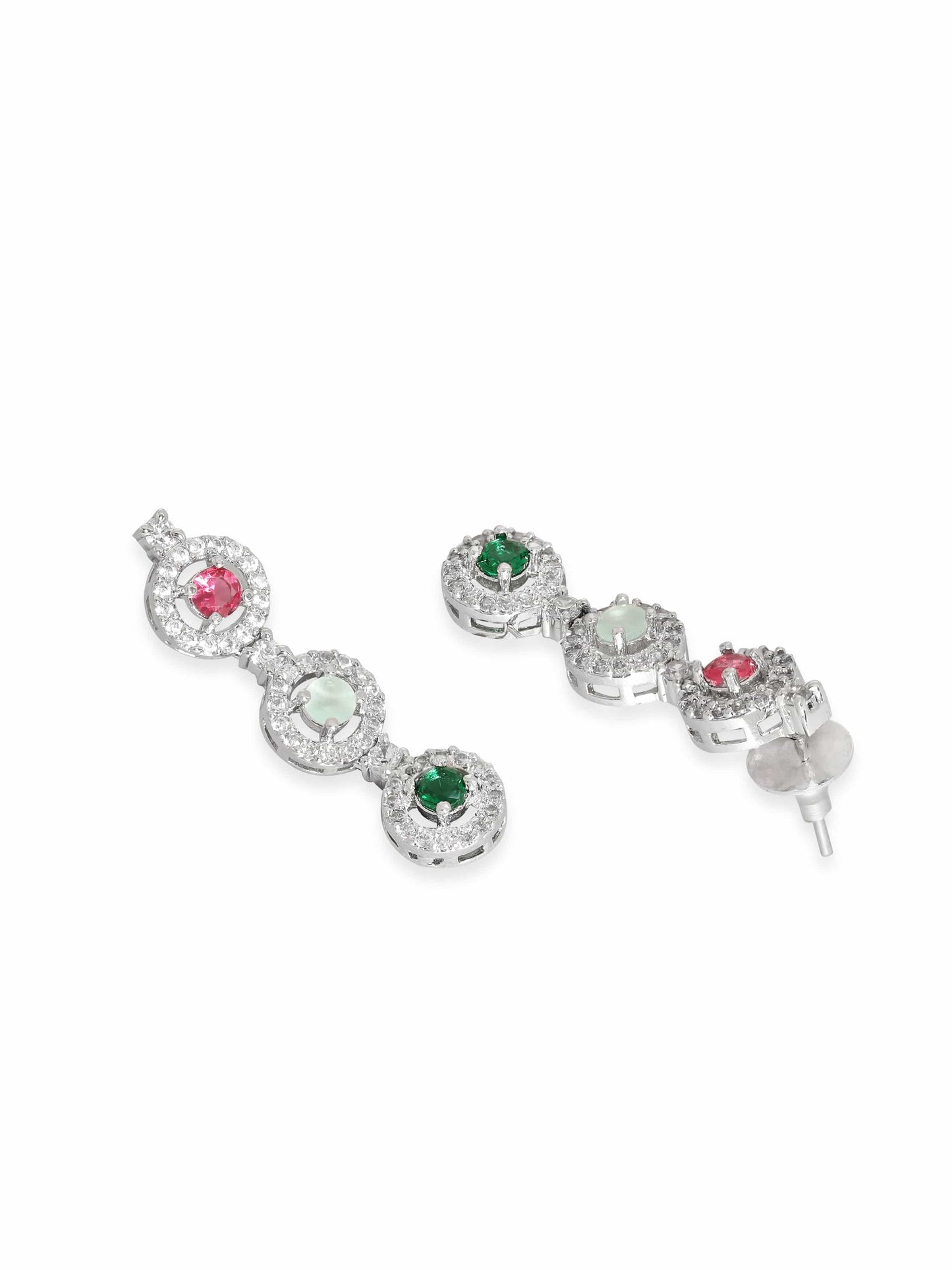 Rubans Rhodium Plated Multicolour Zirconia Necklace Set