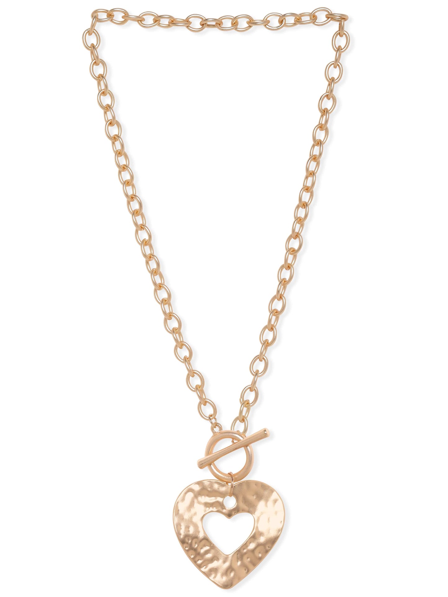 Rubans Voguish 22K Gold plated Statement Heart Motif Link Chain Copper Necklace