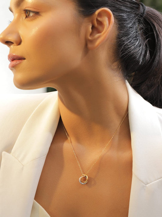 Rubans Voguish Gold & Silver Dual Plated Round Charm Stainless Steel Tarnish Free Waterproof Necklace