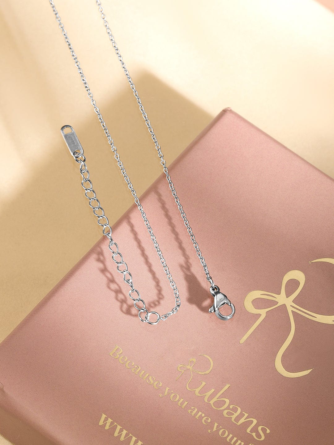Rubans Voguish Rhodium-Plated Stainless Steel TarnishFree Waterproof Floral Charm Necklace