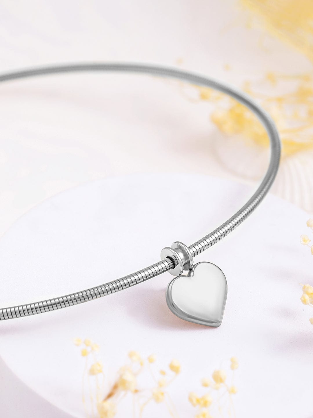 Rubans Voguish Silver Plated Stainless Steel Tarnish-Free Waterproof Heart Charm Necklace