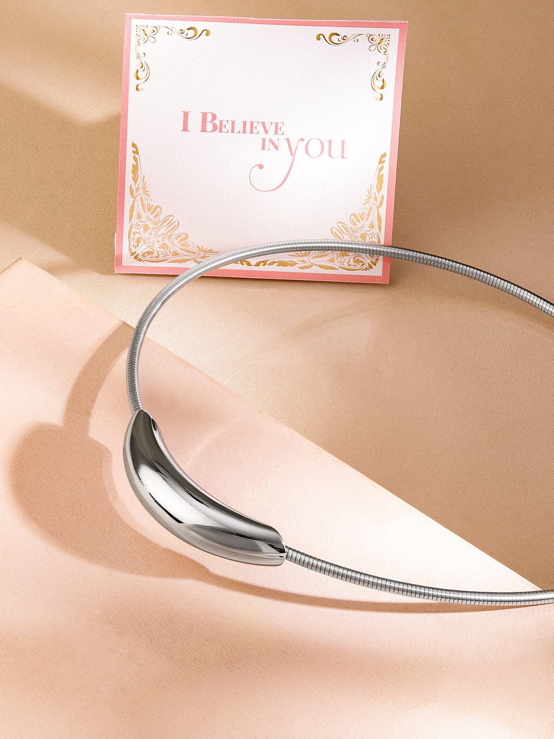 Rubans Voguish Silver Plated Stainless Steel Tarnish-Free Waterproof Minimalist Statement Choker Necklace
