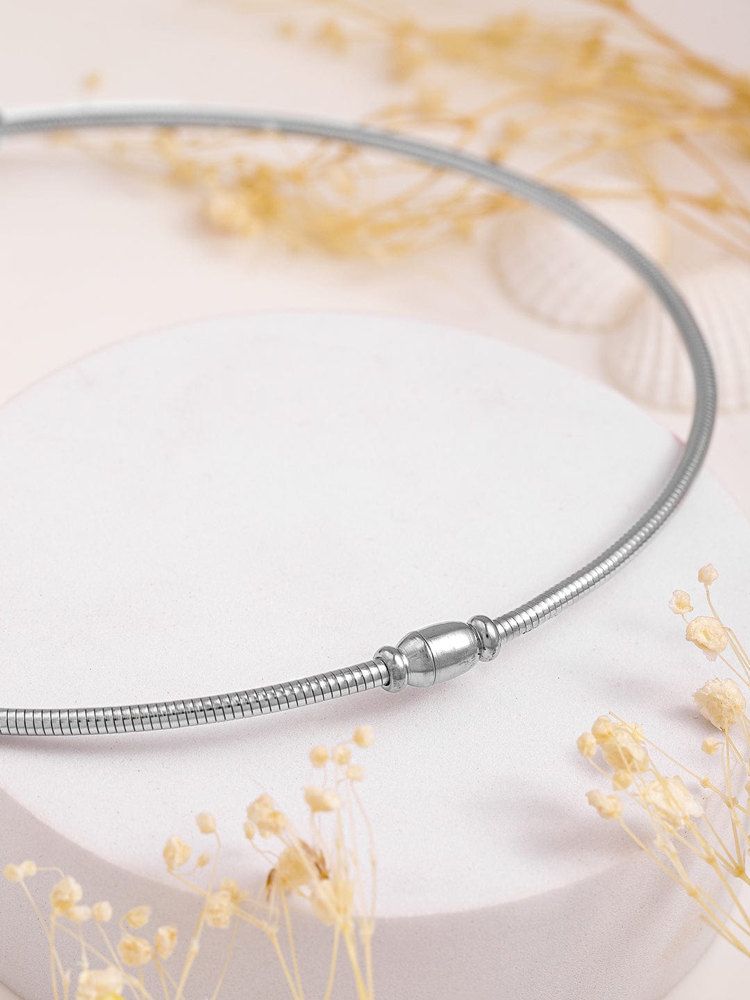 Rubans Voguish Silver Plated Stainless Steel Tarnish-Free Waterproof Minimalist Statement Choker Necklace