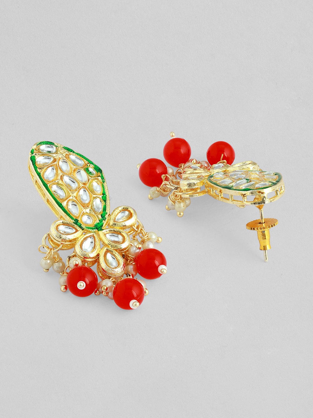 Rubans Women Maroon & Gold-Toned & Plated Kundan Necklace Set
