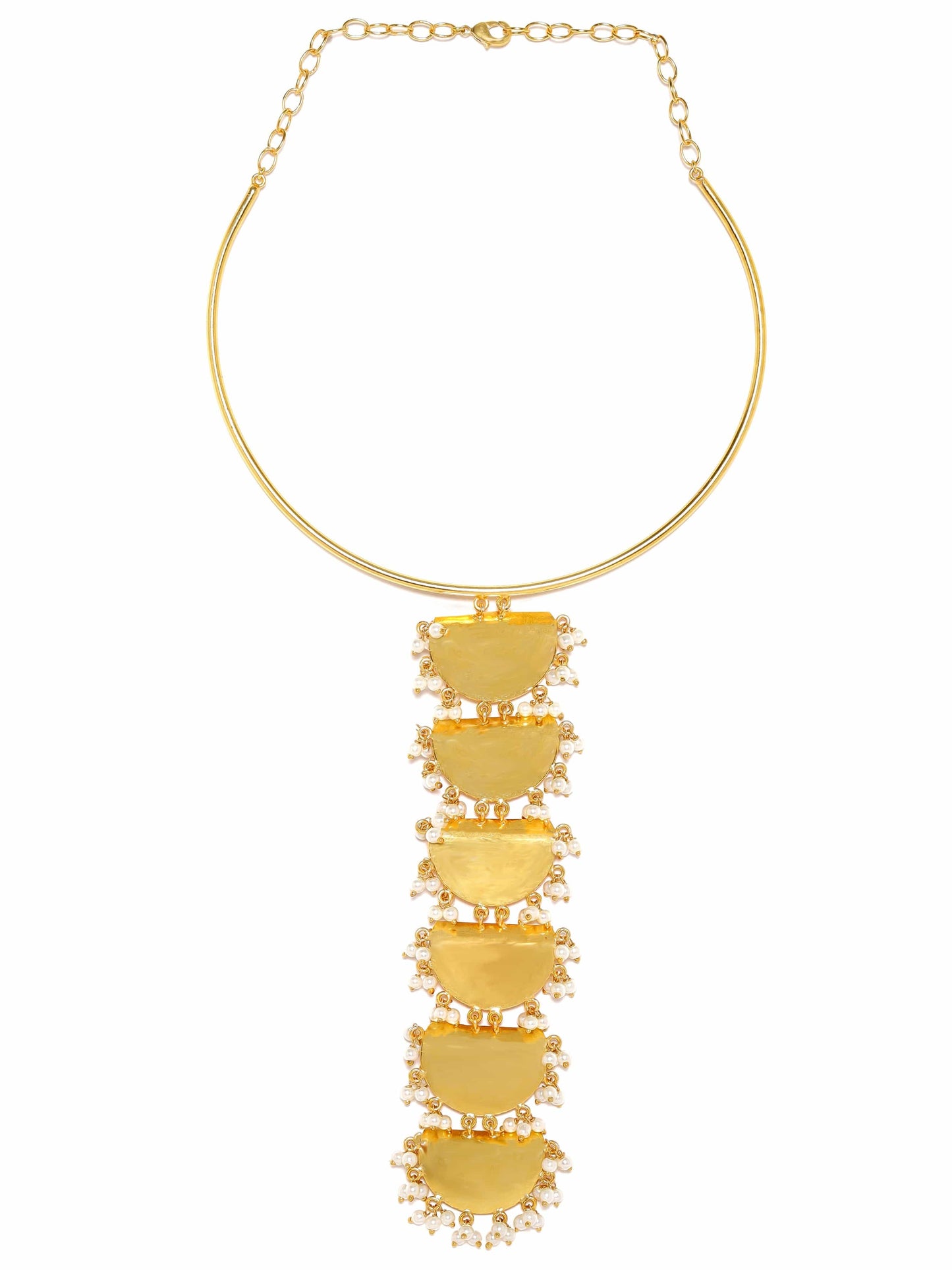 Rubans 18K Gold plated handcrafted pearl beaded choker necklace set