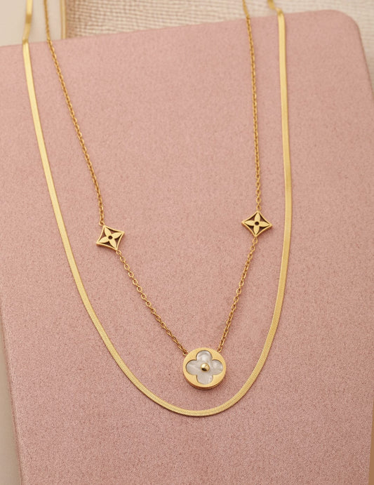18K Gold-Plated Stainless Steel Tarnish-Free Waterproof Dual-Layered Necklace