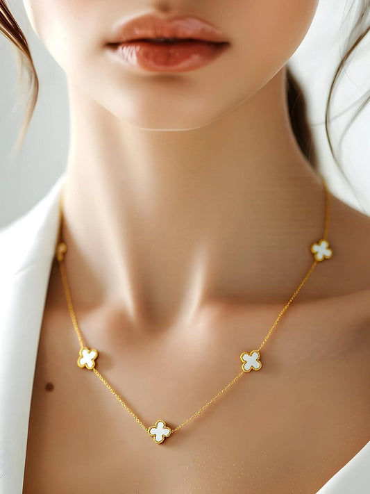 18K Gold-Plated Stainless Steel Tarnish-Free Waterproof Flora Motif Necklace