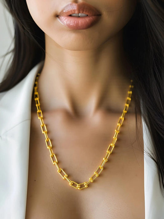 18K Gold-Plated Stainless Steel Tarnish-Free Waterproof Link Chain Necklace