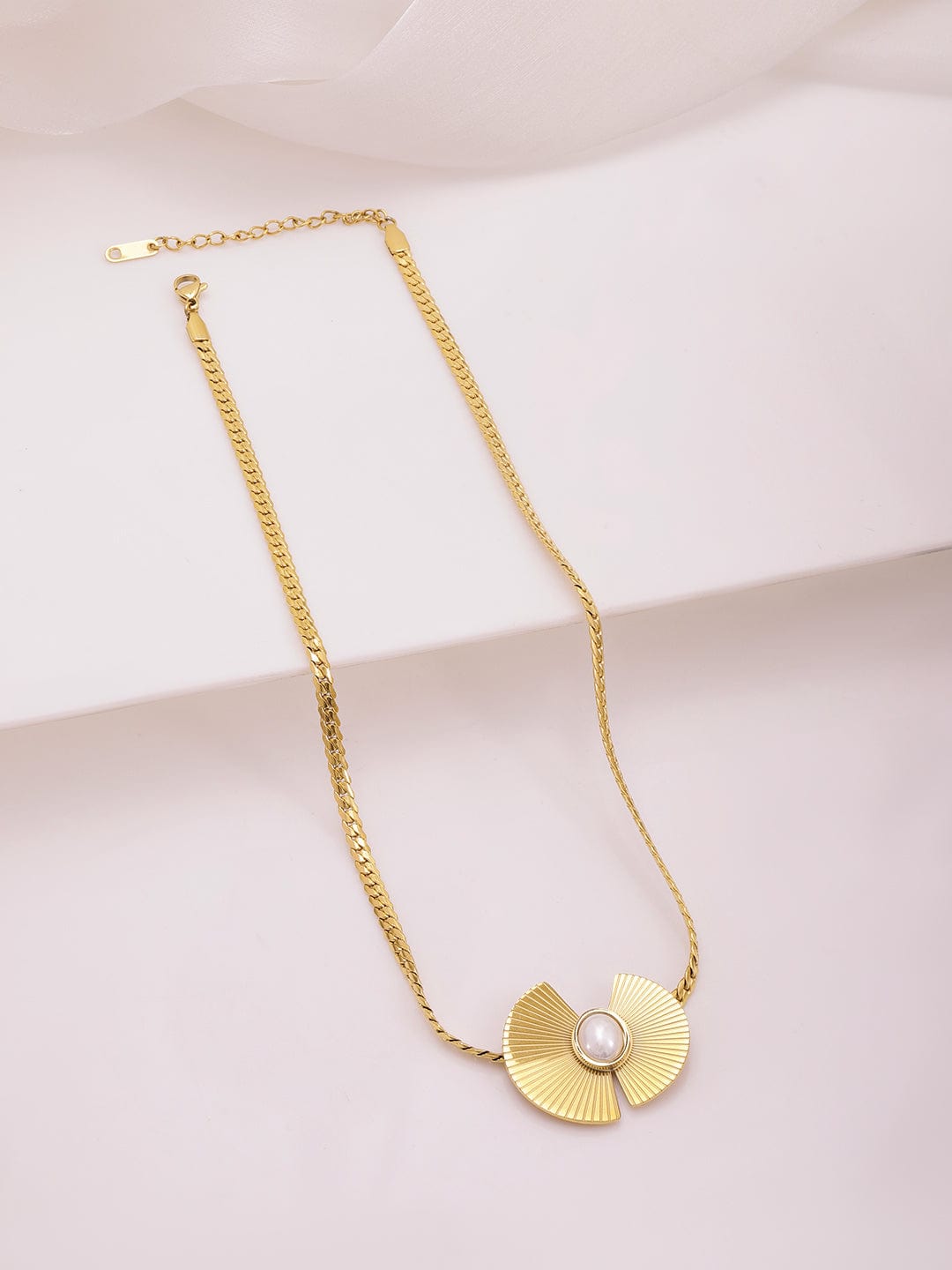 Rubans Voguish 18K Gold Plated Stainless Steel Tarnish Free Waterproof Demi-Fine Floral Necklace