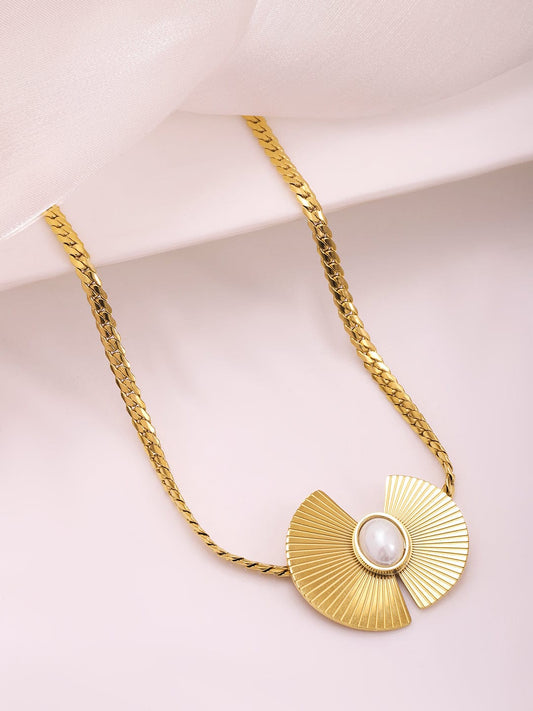 Rubans Voguish 18K Gold Plated Stainless Steel Tarnish Free Waterproof Demi-Fine Floral Necklace