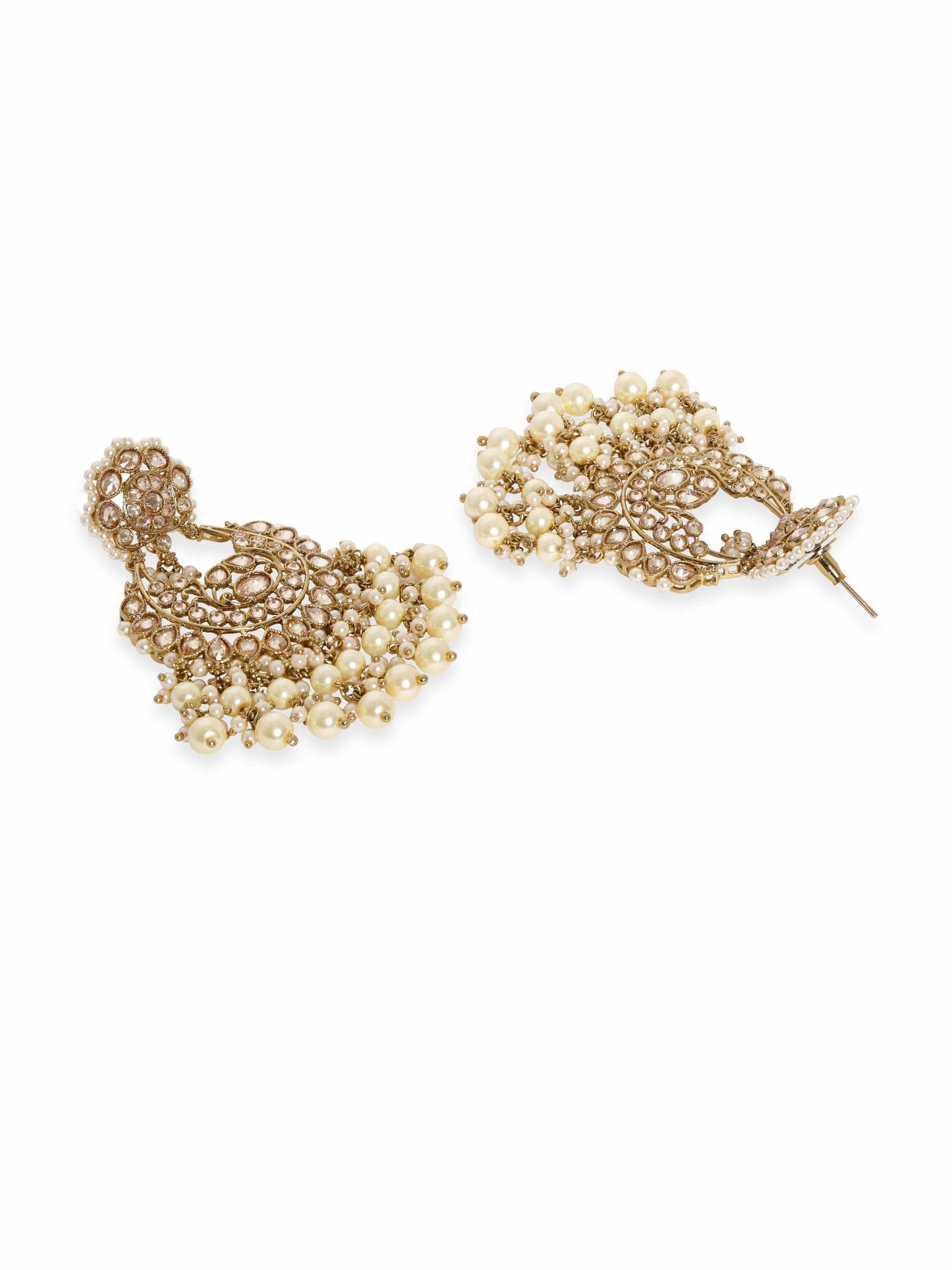 Rubans 22K Mehndi Gold plated Captivating Reverse AD & Kundan Choker Necklace set with Pearls Beads Accents