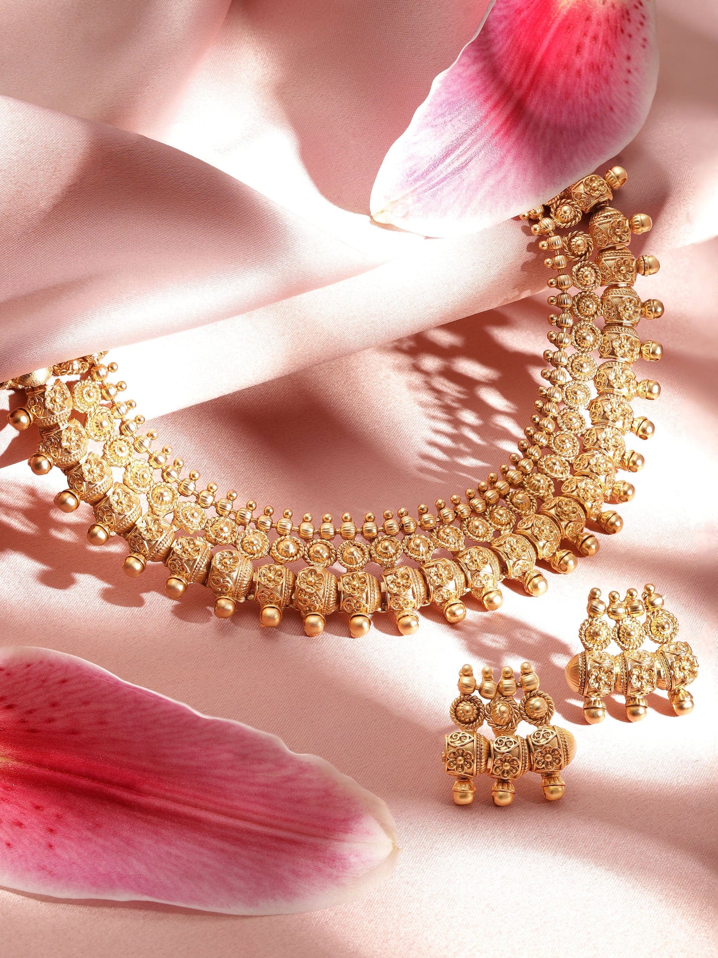 Rubans Divine Allure 22k Gold-Plated Necklace Set in Timeless Elegance