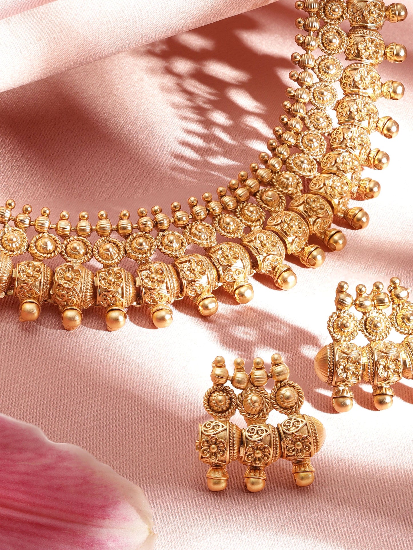Rubans Divine Allure 22k Gold-Plated Necklace Set in Timeless Elegance