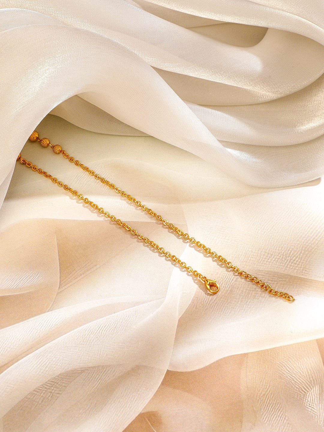 Rubans 18K Gold-Plated Cubic Zirconia Stone Gold, Green & Pink Beaded Matar Mala Necklace