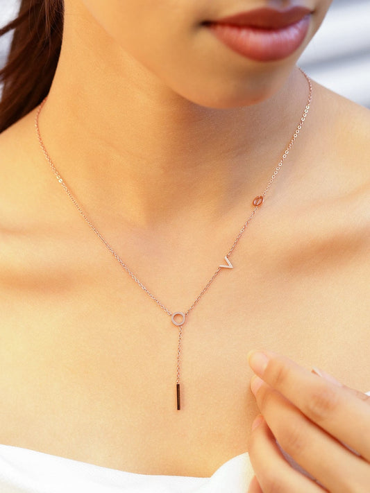 Rubans 18K Gold-Plated Double Layer Necklace with Minimalist Geometric Charms