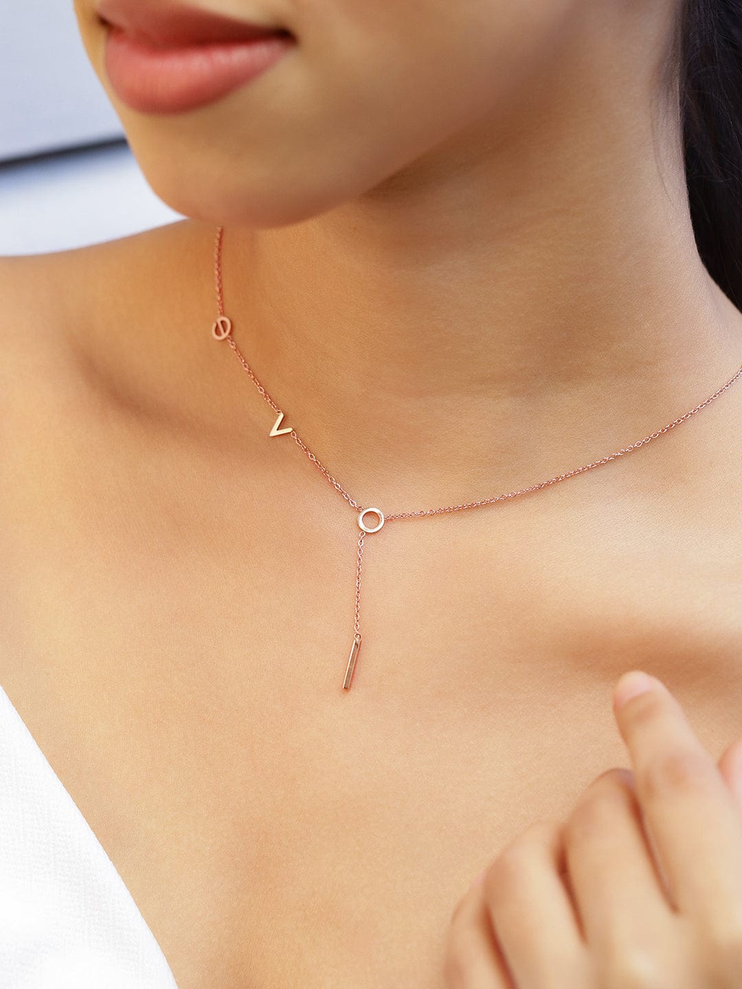 Rubans 18K Gold-Plated Double Layer Necklace with Minimalist Geometric Charms