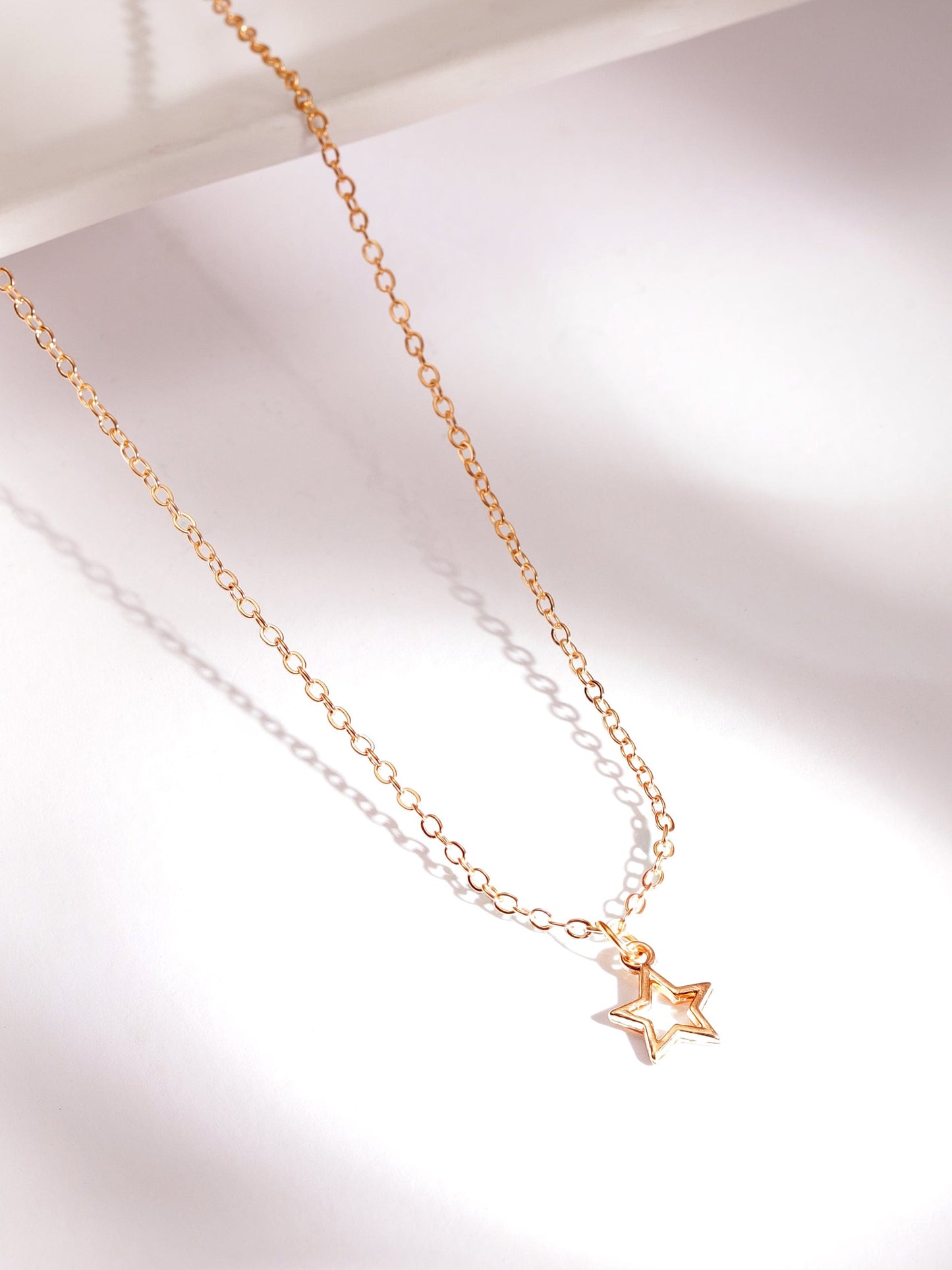 Rubans 18K Gold Plated Multicolor Beaded Star Charm Multi-Layered Necklace
