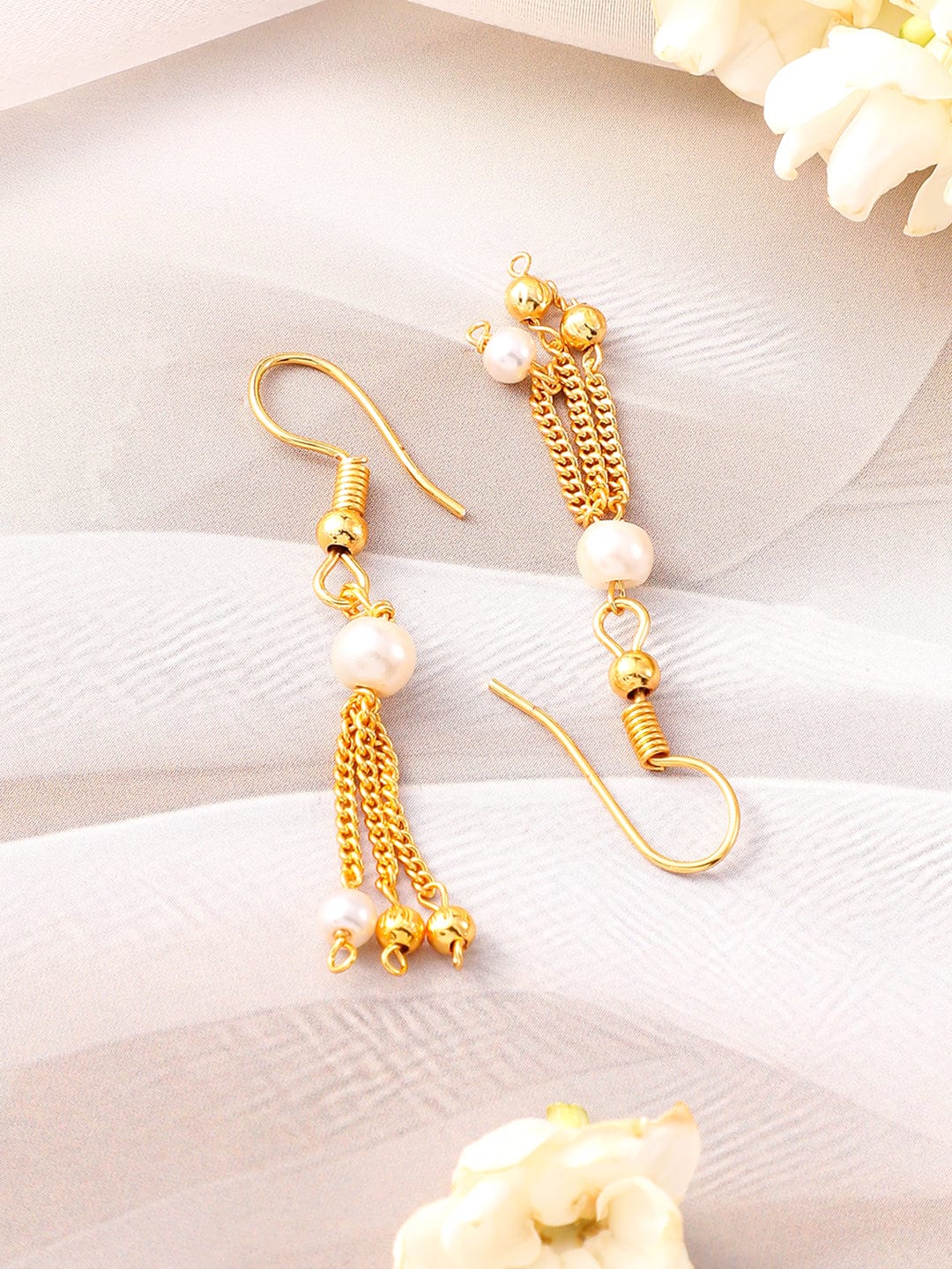 Rubans 18K Gold-Plated Multilayer Pearl Beaded Necklace Set with Matching Earrings