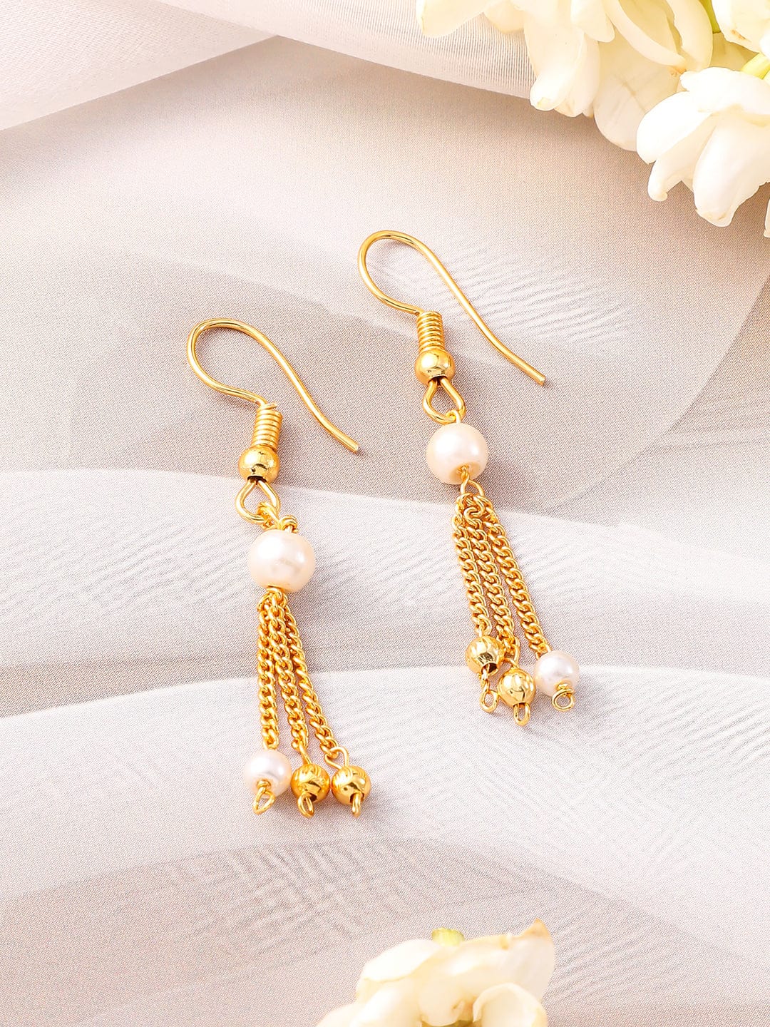 Rubans 18K Gold-Plated Multilayer Pearl Beaded Necklace Set with Matching Earrings