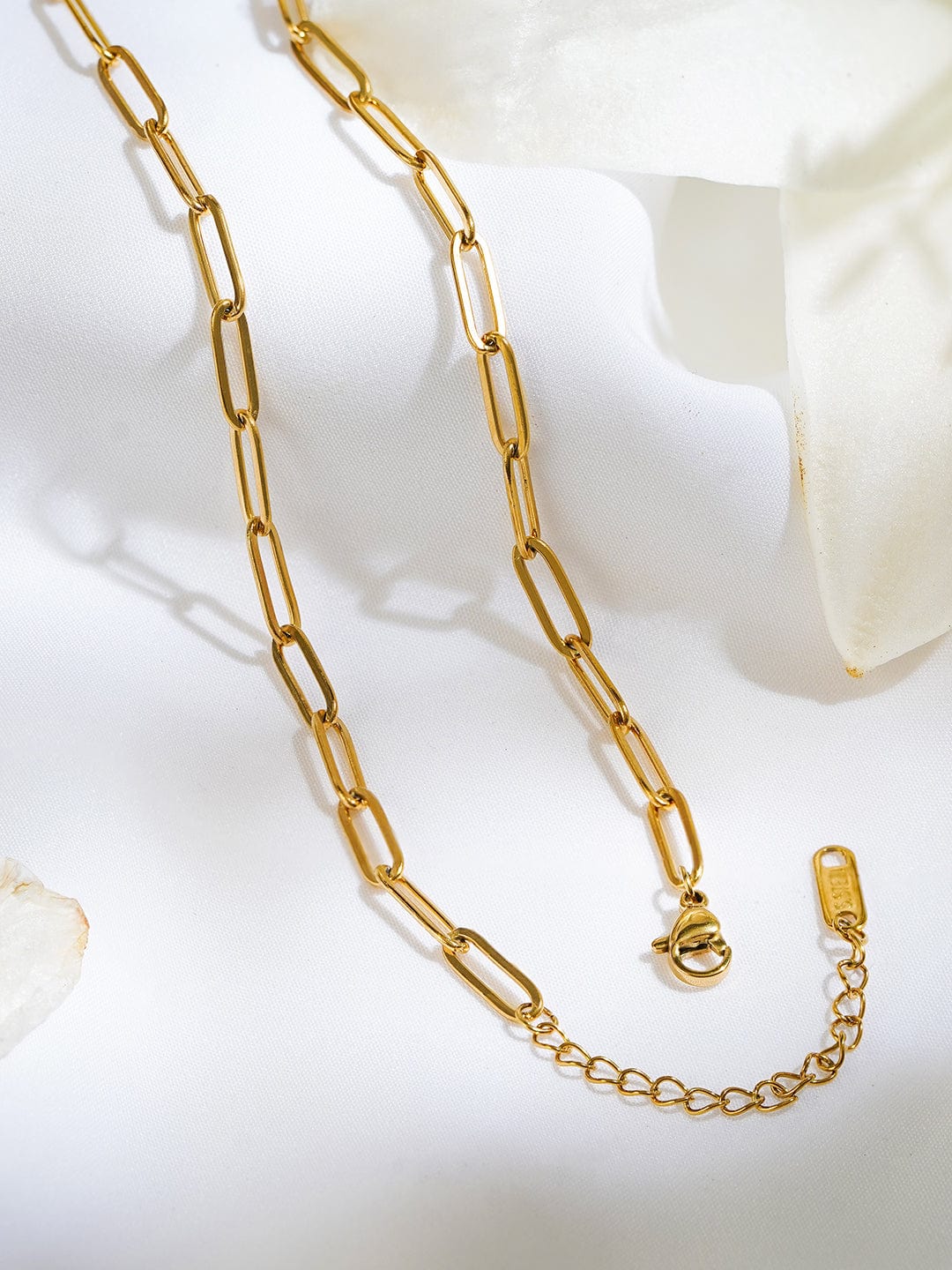 Rubans 18K Gold-Plated Sea Charm Design Brass Necklace with Green Beads & Pearl Detailing